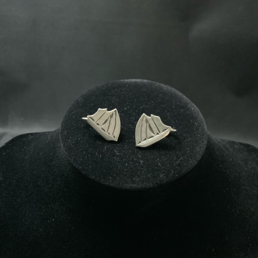 Pewter Sailboat Clip On Earrings